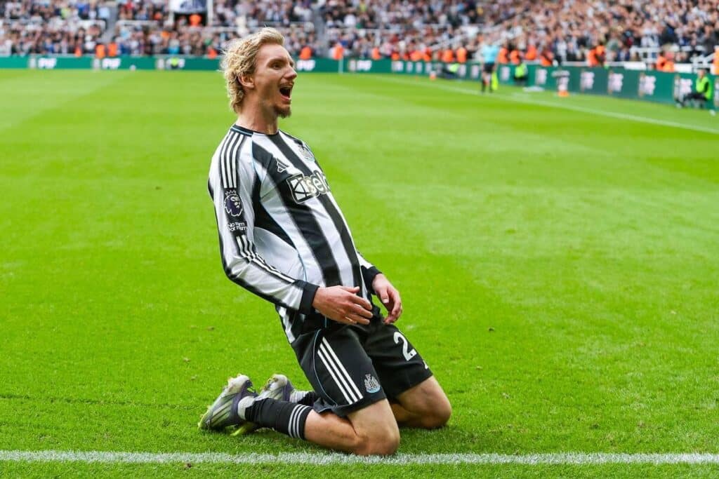 Footballer Nick Woltemade playing for Newcastle United Football Club